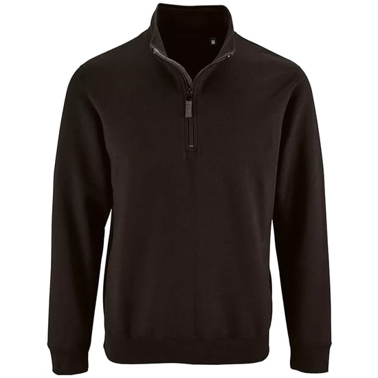 SOLS Herren Stan Kontrast Zip Neck Sweatshirt (Schwarz) - Image 1