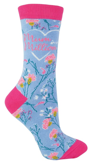 Miss Sparrow Damen-Mama-Socken | Blumengemusterte Bambussocken | Atmungsaktiv weich | Geschenke für Mütter zum Muttertag (blau) - Image 1