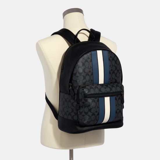West Backpack in Pieced Signature Varsity Stripe Bag