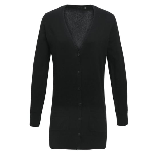 Premier Womens/Ladies Longline V Neck Cardigan (Schwarz) - Image 1