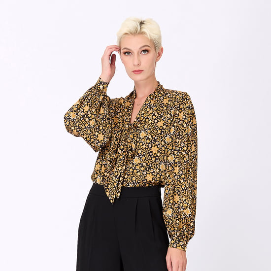 Bluse mit Ascot-Krawatte und Art-Deco-Print - Image 3