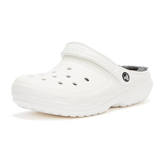Crocs Classic gefüttert Damen Weiß / Grau Clogs - Image 3