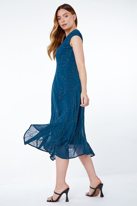 Embroidered Sequin Hanky Hem Dress - Image 3
