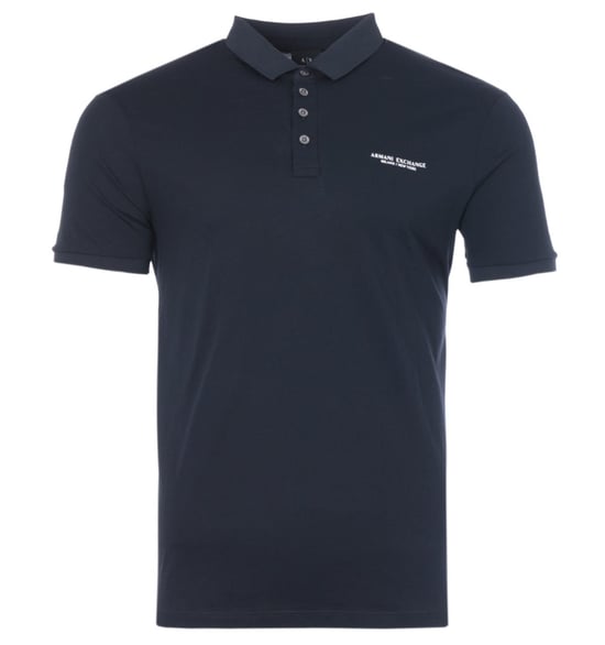 Armani Exchange Logo Lettering Jersey Polo Shirt - Navy