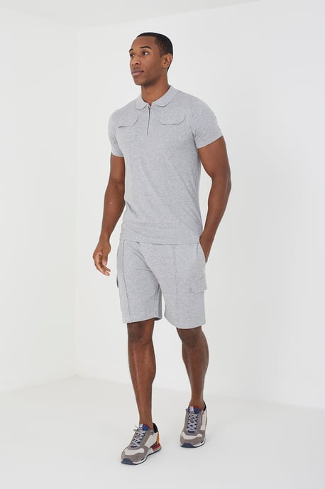 Light Grey 'Hubble' Polo Shirt & Short Co-Ord Set