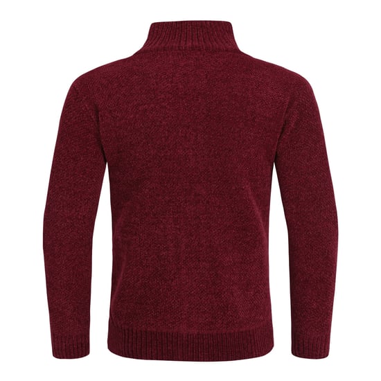 Herren-Cardigan mit Rei?verschluss, Stehkragen und gefuttertem Grobstrickpullover Rot - Image 3