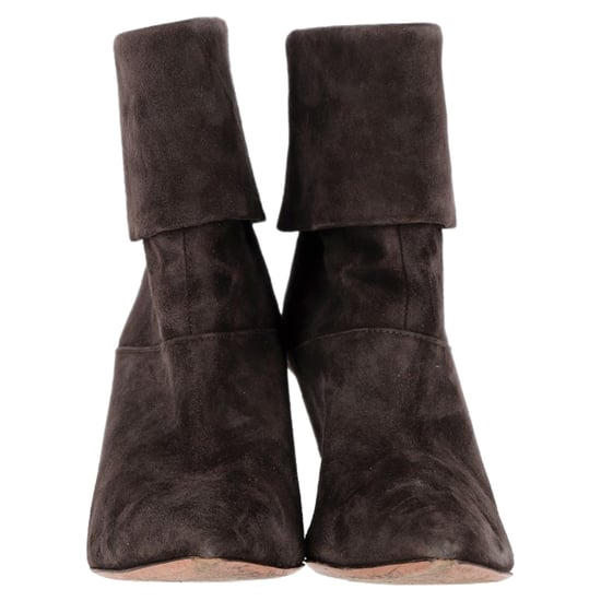 Aquazzura Gefaltete Knöchelstiefel mit Absatz aus braunem Wildleder - Image 3