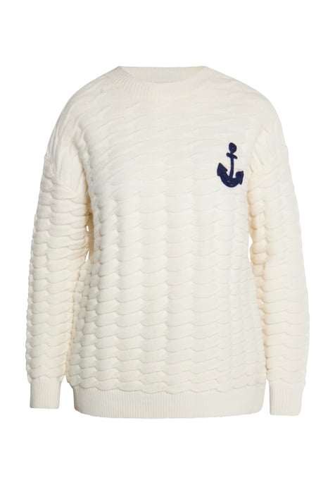 Dreimaster Strickpullover Damen Wollweiss - Image 1