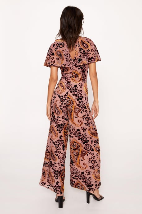 Paisley Devore Angel Sleeve Jumpsuit