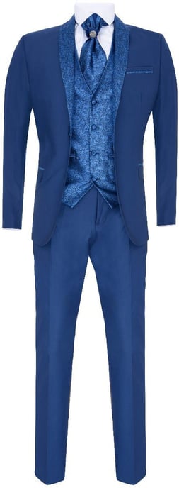 Herren 4-teiliges blaues maßgeschneidertes Hochzeitsanzug - Image 2