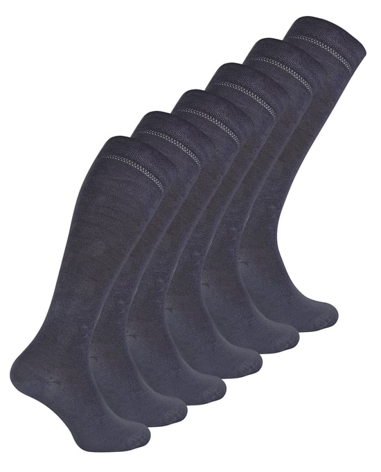 6 Paar Damen lange Bambus-Socken | Damen Kniestrümpfe - Grau - Image 1