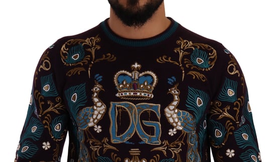 Dolce & Gabbana Herren Bordeaux Cashmere DG Krone bestickter Pullover - Image 4