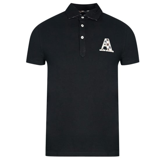 Aquascutum Check A Logo Schwarzes Poloshirt - Image 1