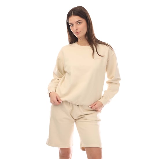 Women's Off White Diagonal Regular Crewneck Sweatshirt in Beige