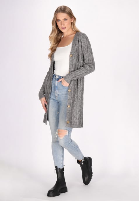 Dreimaster Cardigan Damen Grau Melange - Image 2