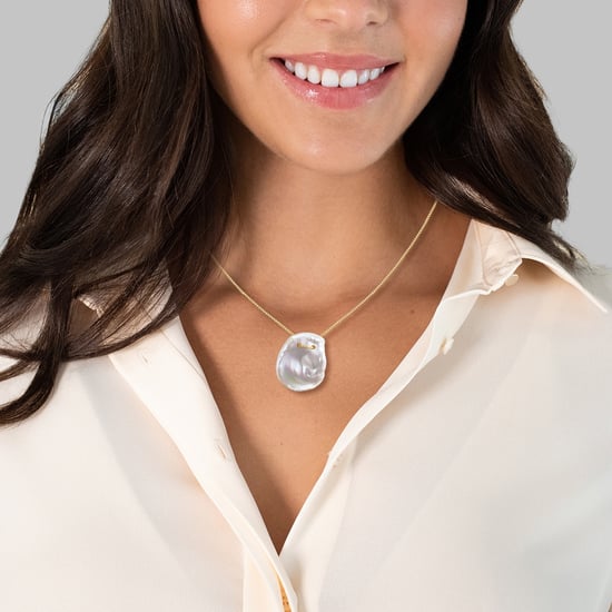 Necklace with pendant sterling silver yellow gold freshwater cultured pearl white Valero Pearls - Image 2
