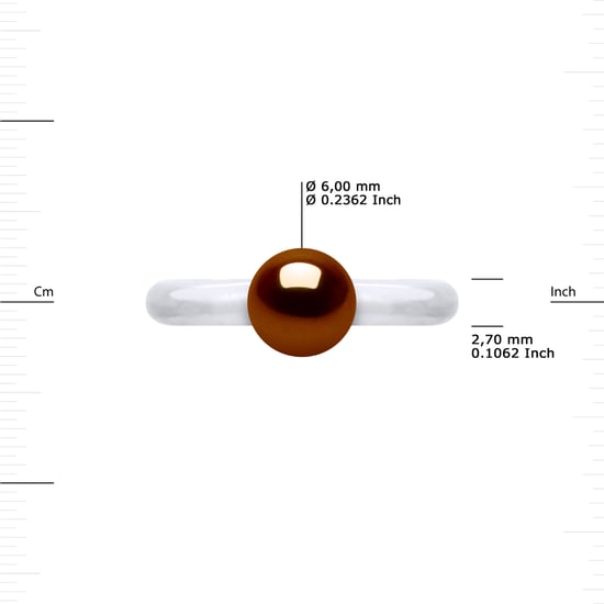 Rush Ring Adjustable Freshwater Pearl Round 6-7 mm Chocolate 925