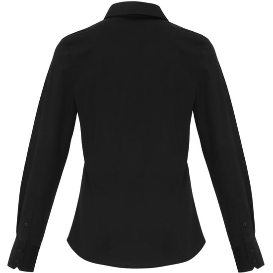 Premier Womens/Ladies Stretch Fit Popeline Langarm-Bluse (Schwarz) - Image 2