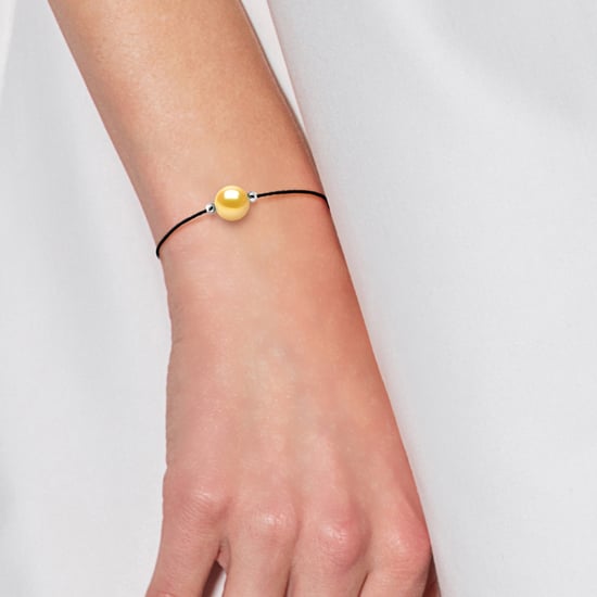 DIADEMA - Bracelet - Black Nylon - Freshwater Pearl - Gold