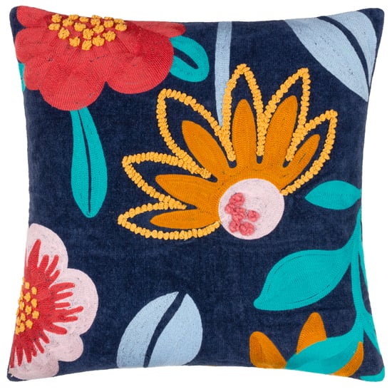 furn. Janey Besticktes Blumendesign Polyestergefülltes Kissen - Image 1