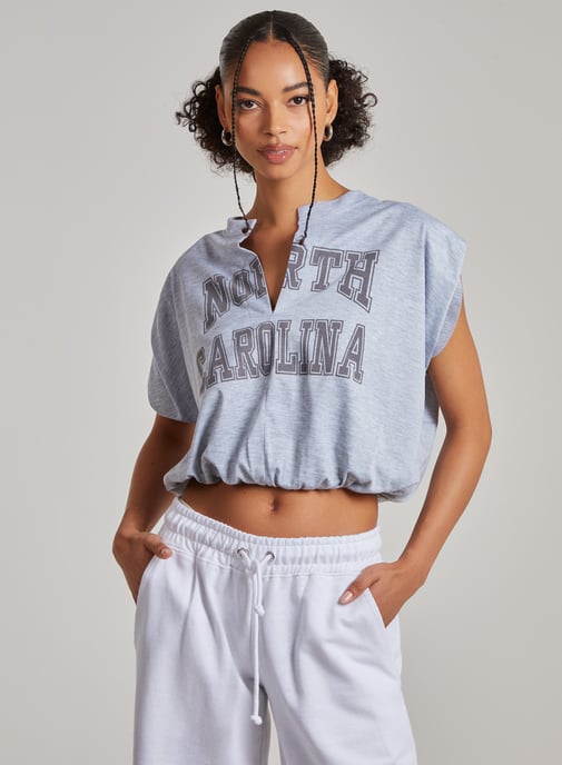 Carolina Varsity Double Layer Crop Top