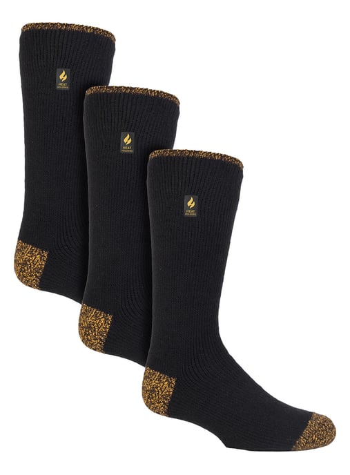 3 Paar Multipack Mens Long Thermal Work Socks | Heat Holders | Thick Knee High Heavy Duty Boot Socks - Black - Image 1