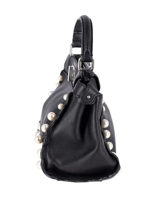 Fendi Mini Peekaboo Perlen Tote Bag aus schwarzem Kalbsleder - Image 2