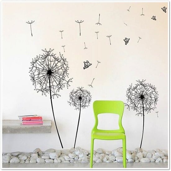 Huge Black Dandelion Wall Stickers, Kitchen, Bathroom, Living room, Self-adhesive, Decal, Decoration,DIY,  Flowers