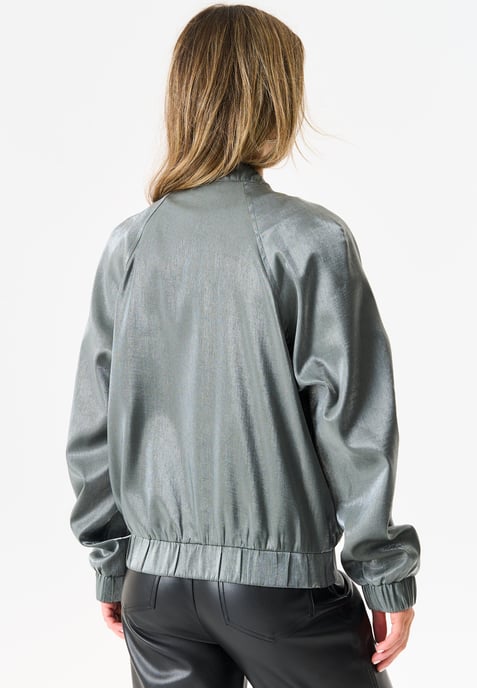 Metallic Elasticated Waist Bomber Jacket