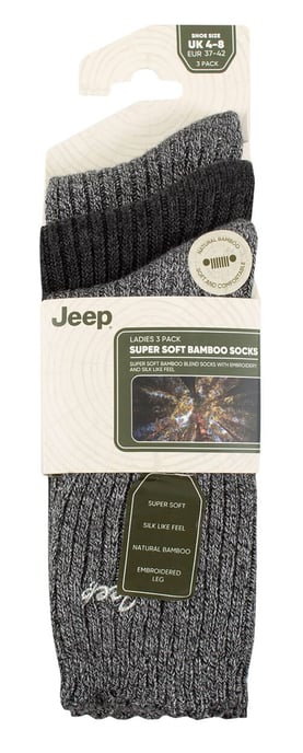 Frauen Bamboo Boot Socken | Jeep | Cute Ribbed Scalloped Ankle Socken für Damen, Anti Blister Knit gepolsterte Socken - Schwarz / Charcoal - Image 2