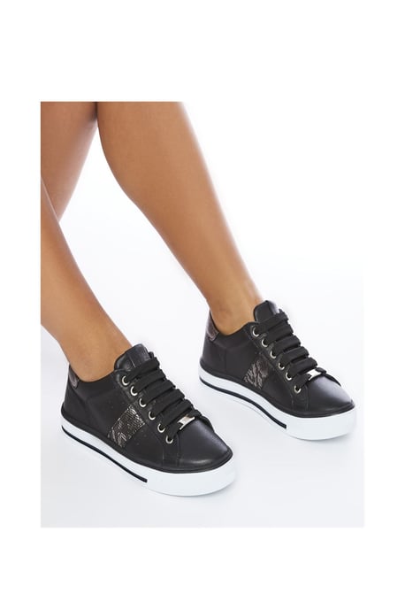 'Alberry' Black Snake Leather Trainers
