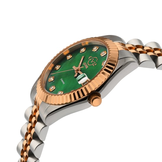 GV2 Neapel 12408 Schweizer Quarz Frauen grünes Zifferblatt zwei Töne Diamant Datum Uhr - Image 3