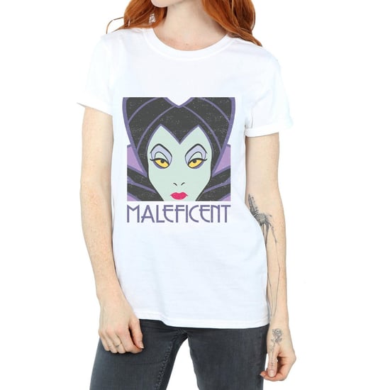 Disney Womens/Ladies Maleficent Cropped Head Cotton Boyfriend T-Shirt (White)