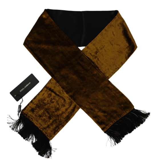 Dolce & Gabbana Brauner Herren-Schal Warmes Hals-Tuch mit Fransen aus Seide - Image 3