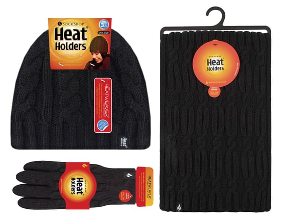 Damen-Set aus Strickmütze, Schal und Handschuhen | Wärmehalter | Mit Fleece gefüttertes Thermo-Kaltwetter-Set für Damen für den Winter, Schwarz - Image 2