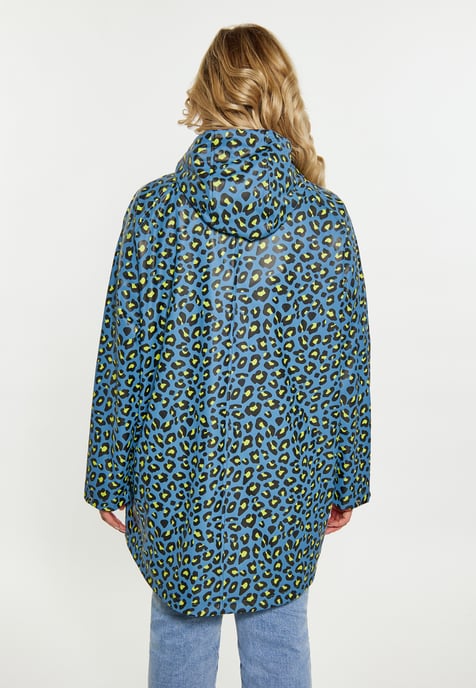 Schmuddelwedda Regenjacke Damen Stahlblau Limette Leo - Image 4