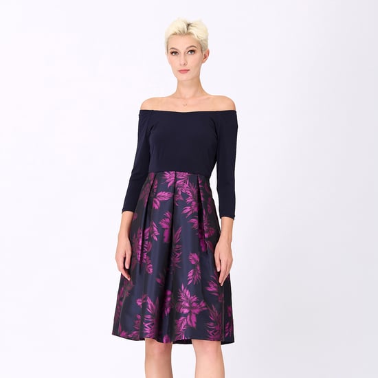 Kleid aus Bi-Material mit floralem Brokat - Image 1