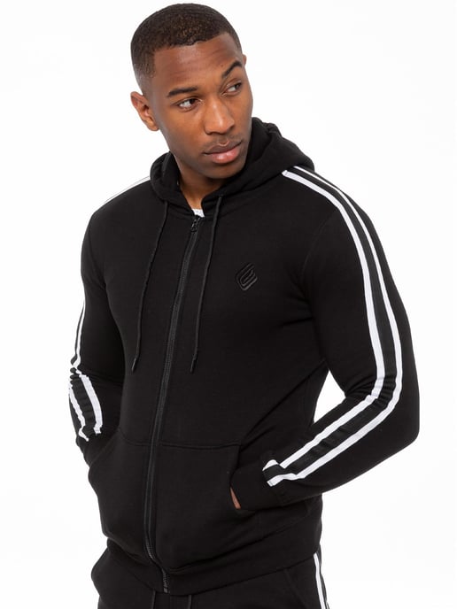 Enzo | Herren Zip Up Tape Hoodie Trainingsanzug Set - Schwarz - Image 3
