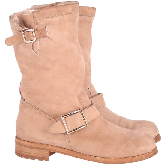 Jimmy Choo Flache Biker-Stiefel aus nude Wildleder - Image 1