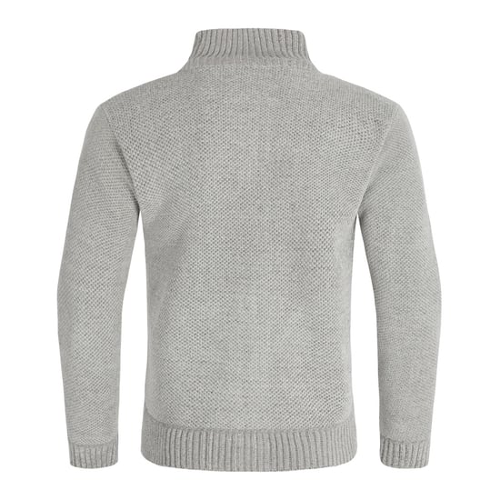 Herren-Cardigan mit Rei?verschluss, Stehkragen und gefuttertem Grobstrickpullover hellgrau - Image 3