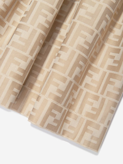 Fendi Mädchen FF Jacquard Kleid in Beige - Image 4