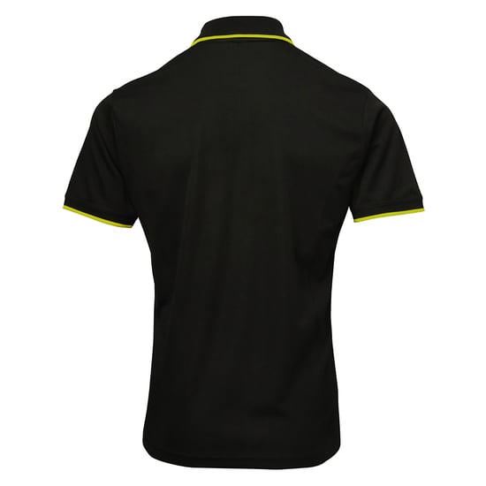 Premier Mens Contrast Coolchecker Polo Shirt (Schwarz/Limette) - Image 2