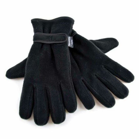 FLOSO Mens Thinsulate Thermal Fleece Gloves With Palm Grip (3M 40g) (Black)