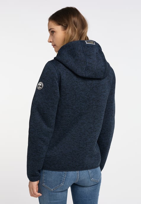 Schmuddelwedda Strickfleecejacke Damen Marine Melange Marine - Image 4