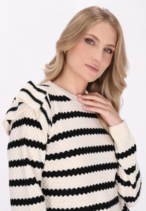 Dreimaster Pullover Damen Schwarz Weiss Streifen - Image 5