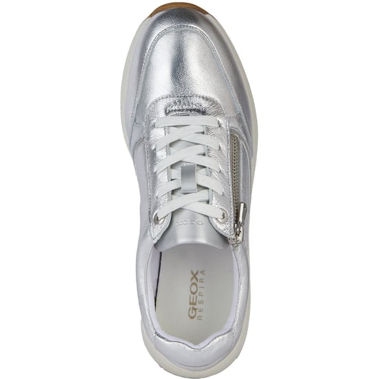 Geox D Cristael E Kunstleder Damen Silber Turnschuhe - Image 4