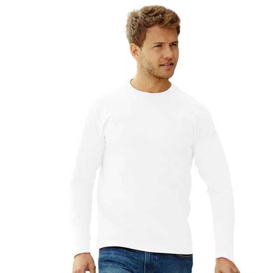 Fruit Of The Loom Herren Valueweight Rundhalsausschnitt Langarm T-Shirt (weiß) - Image 3