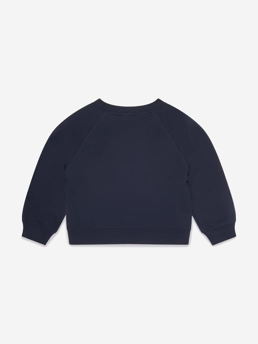 Mama Luma Girls Organza Flower Sweatshirt in Navy
