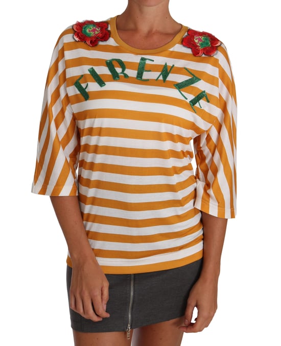 Dolce & Gabbana Damen Weiß Orange FIRENZE T-Shirt - Image 1