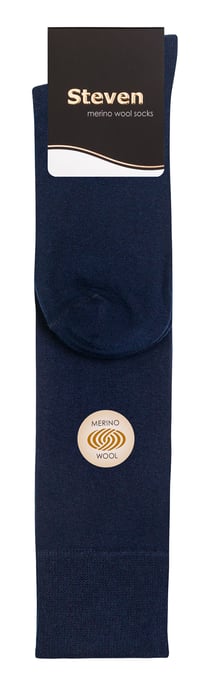 Herren Kniestrümpfe aus Merinowolle | Steven | Winter Long Boot Socks - Navy - Image 2